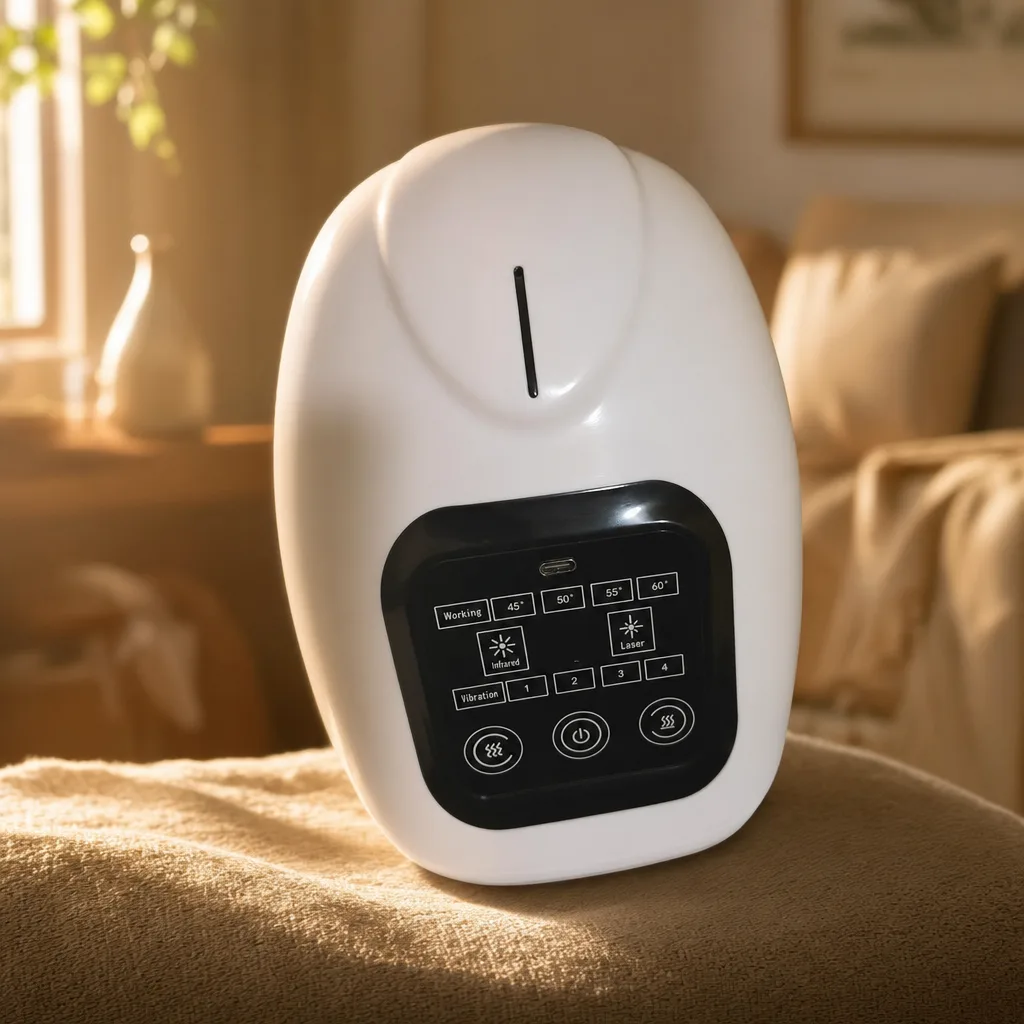GlowKnee heated knee massager wrap with LED touchscreen control panel